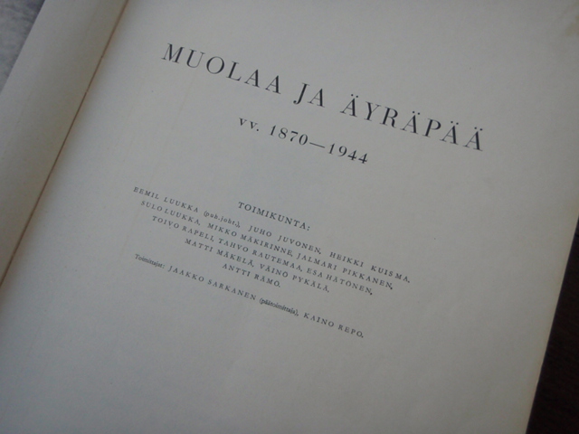 MUOLAA ja ÄYRÄPÄÄ. v,1870-1944.1p. 1