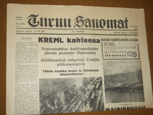 turun sanomat 12.8-1941