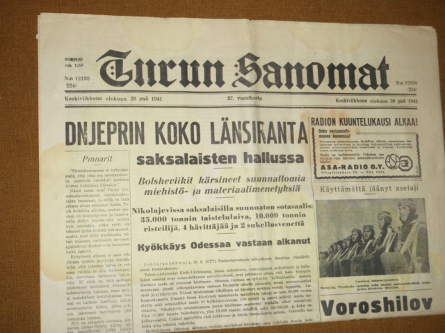turun sanomat 20,8-1941