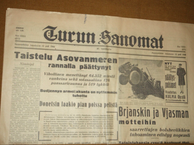 turun sanomat . 12.10-1941
