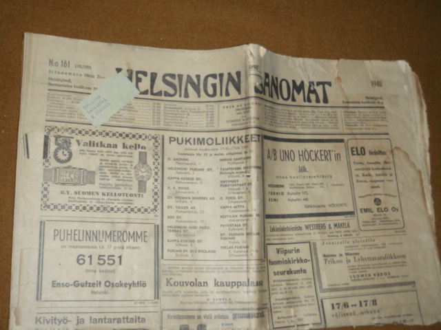 helsingin sanomat.16,6-1940.
