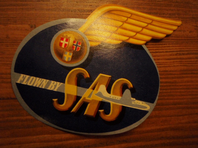 matkalaukku etketti(50-60 lukua) SAS (flown by sas)