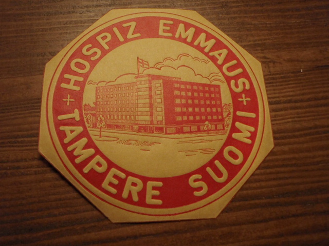 matkalaukku etketti(50-60 lukua) HOSPIZ EMMAUS TAMPERE.