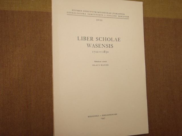 LIBER SCHOLAE WASENSIS 1722-1830
