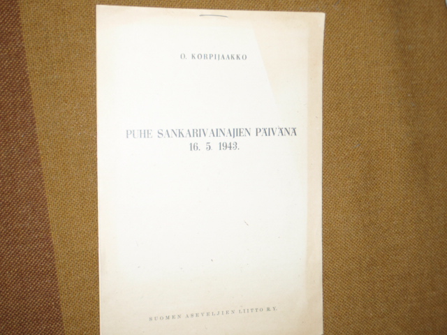 korpijaakko o.PUHE SANKARIVAINAJIEN PÄIVÄNÄ 1943